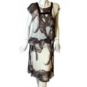 NEW CHRISTIAN LACROIX women's printed silk top and printed skirt in printed